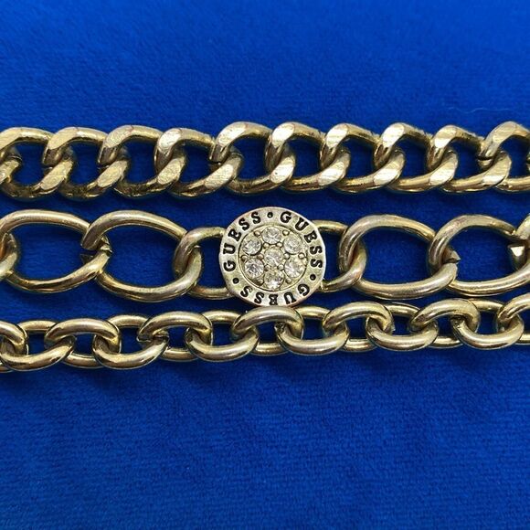 💛 Gold Tone CZ Guess Multi Strand Bracelet - Picture 2 of 3